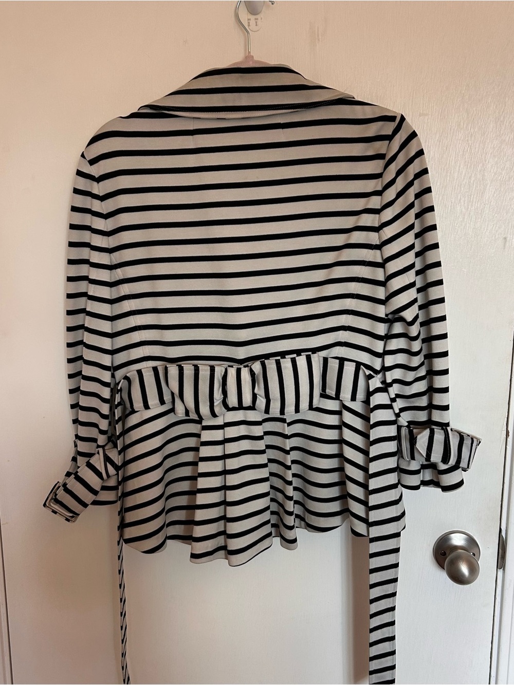 kate spade Navy and White Striped Pea Coat Gold-Button Jacket - Picture 6 of 9